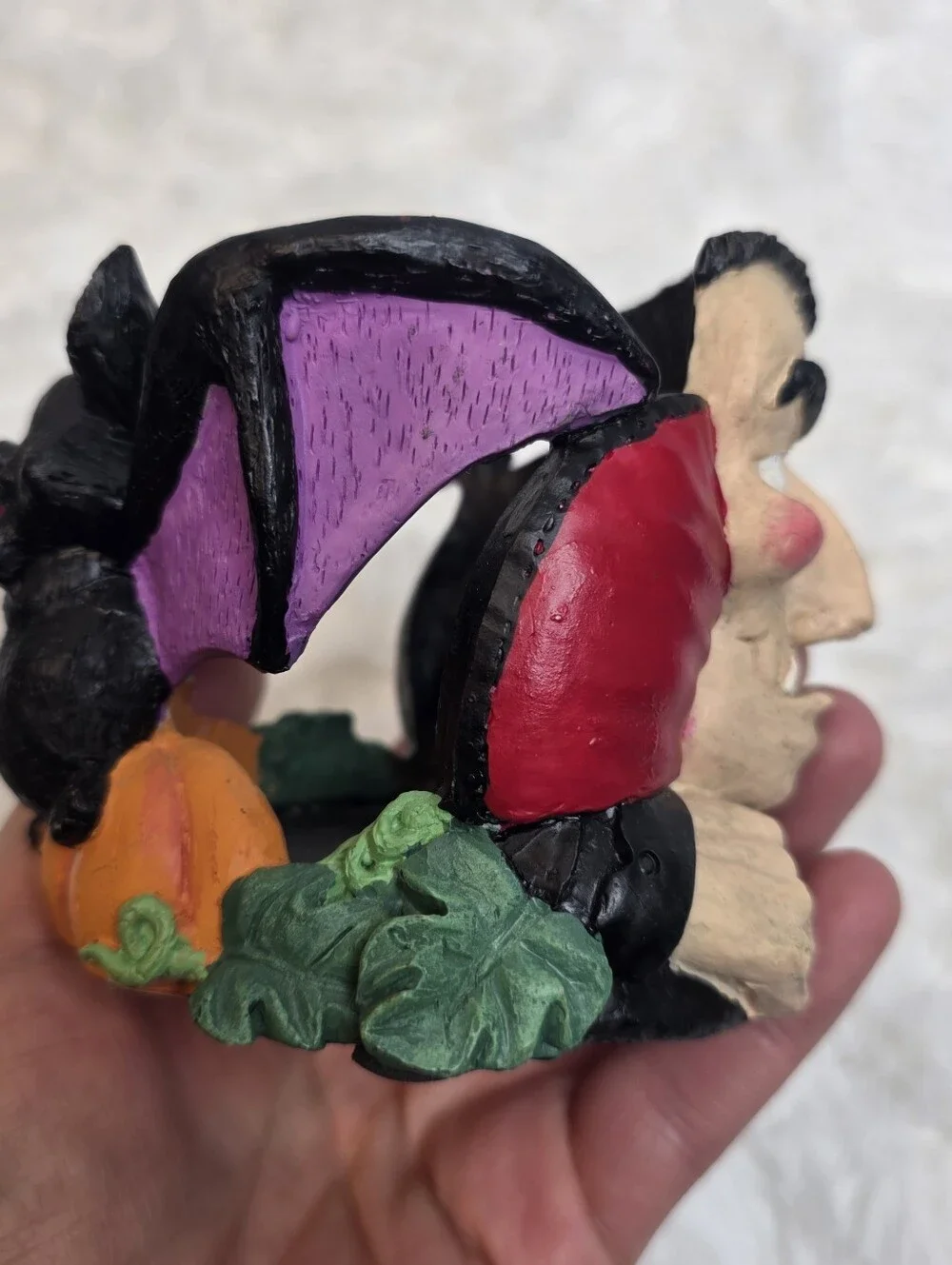 Vintage Vampire And Bat Halloween Tealight Candle Holder.